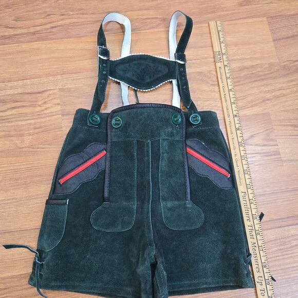 Lederhosen Isar Trachten Childs kids suede Leather Shorts 92 US 2-3T Cow Split - Picture 4 of 9